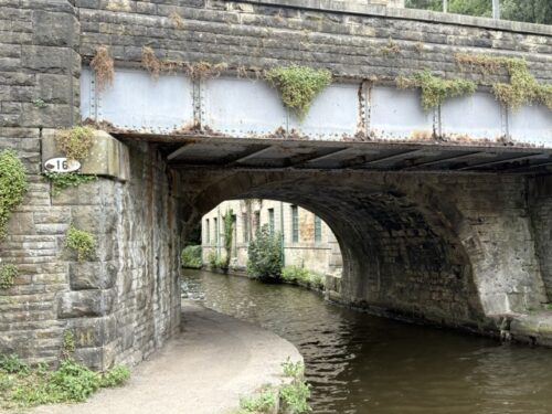 The bridge over the Rochdale Canal in Hebden Bridge where Kitty sits in Riot Women
