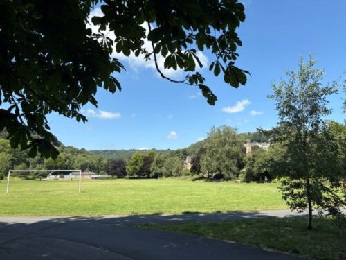 The open field at Calder Holmes Park where the festival stage was built for the Riot Women finale