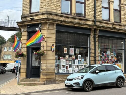 Craft and Canvas on Carlton Street in Hebden Bridge, which appears as Inez's café in Riot Women