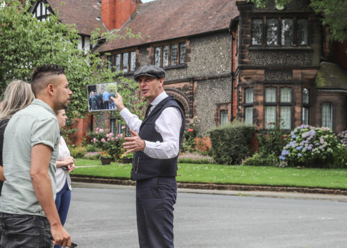 Peaky Blinders tour Liverpool guide showing filming location to guests