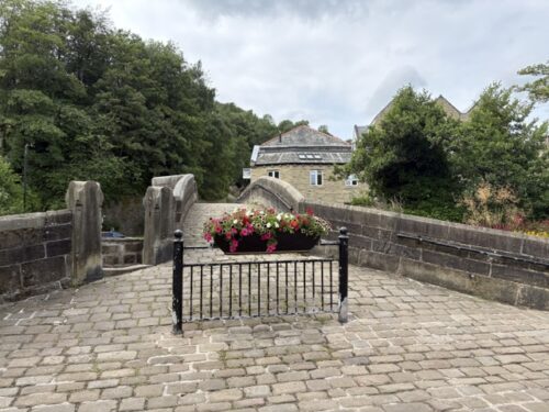 The old packhorse bridge opposite the White Swan in Hebden Bridge