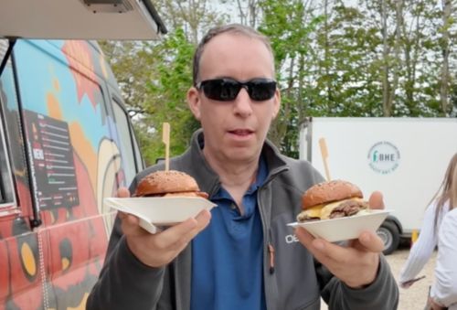 Burgers at Hawkstone Brewery near Clarkson’s Farm in the Cotswolds