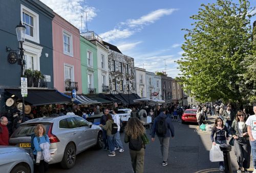 Portobello Road Market in Notting Hill featured in the Notting Hill film locations guide